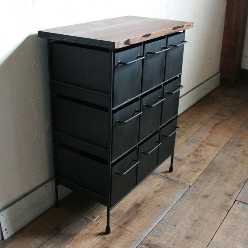 アンティーク　アイアン　パイン材　3段チェスト アイアンウッド チェスト 3列3段 | EARL