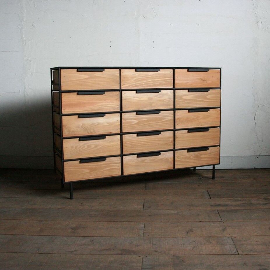 アイアンと木箱のドロワー 3列5段 | EARL