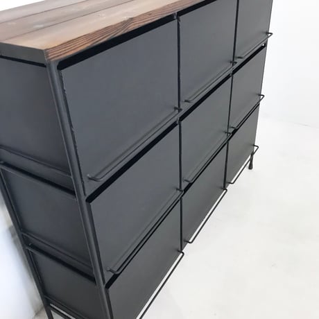 オーダー専用　チョークで絵や文字が描ける　チェスト1列3段 (ウッドトップ)