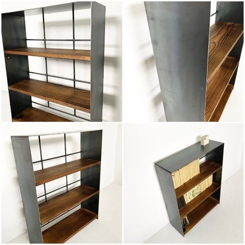 アイアンのブックシェルフ 黒皮仕上げ w60 | EARL