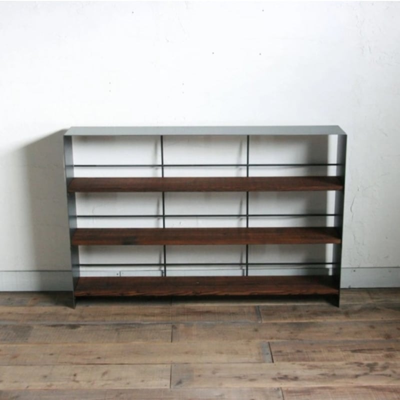 【黒皮アイアンシェルフ】ＤＩＹ組み立て式 アイアンのブックシェルフ 黒皮仕上げ W120cm | EARL