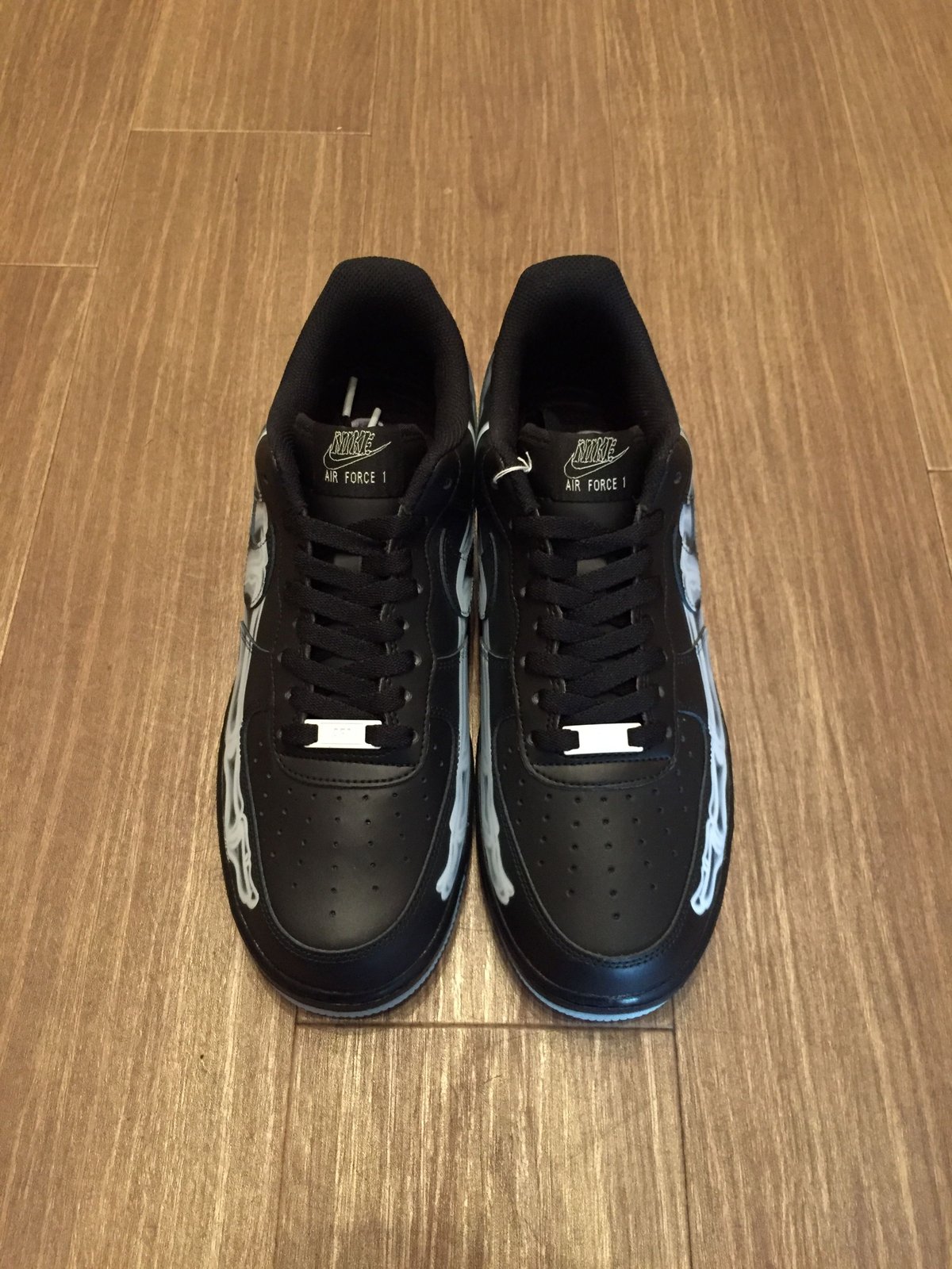 BLACK ON BLACK NIKE AIR FORCE 1 07 SKELETON