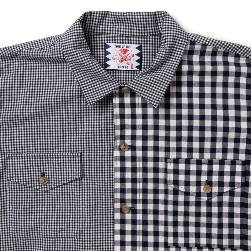 SON OF THE CHEESE / Check Panel Shirt ( NAVY )...