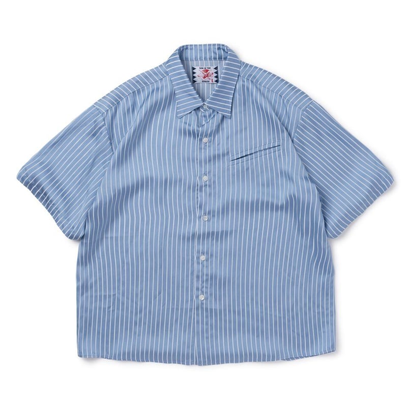 SON OF THE CHEESE /Satin Stripe Shirt ( BLUE )