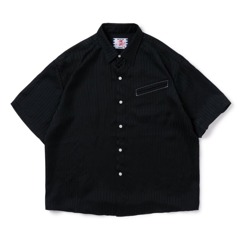 SON OF THE CHEESE /Satin Stripe Shirt ( BLACK )