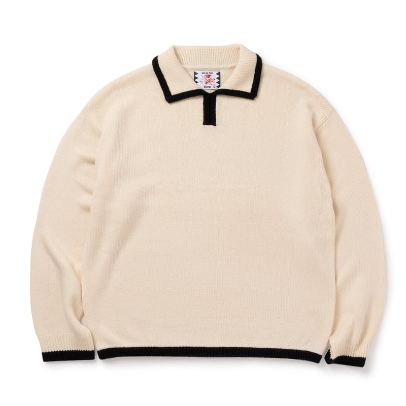 SON OF THE CHEESE / Line Polo Knit ( WHITE ) |