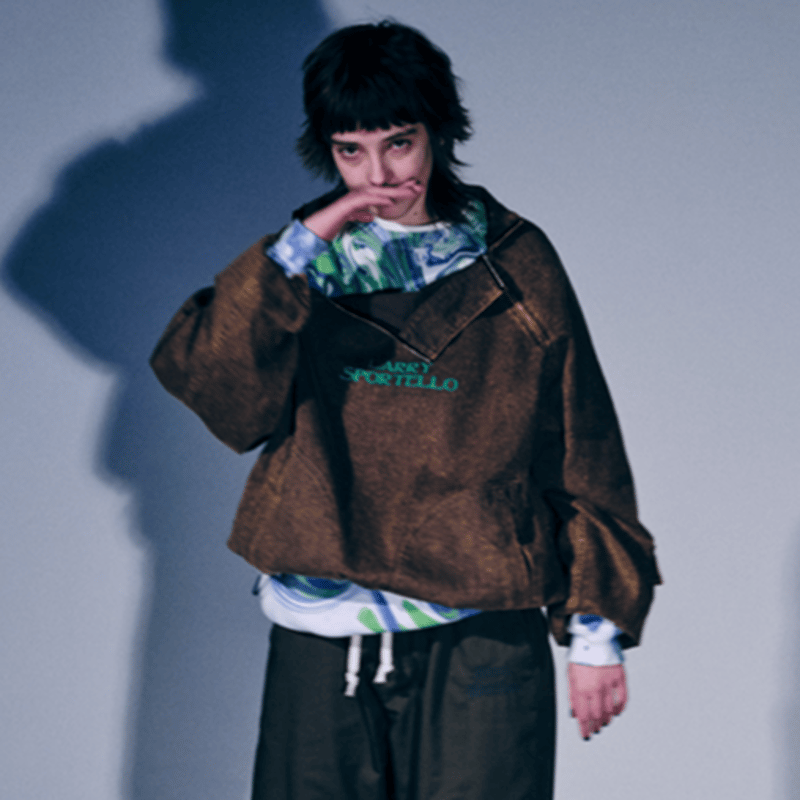 Black Weirdos / Denim Anorak Shirt ( KHAKI )