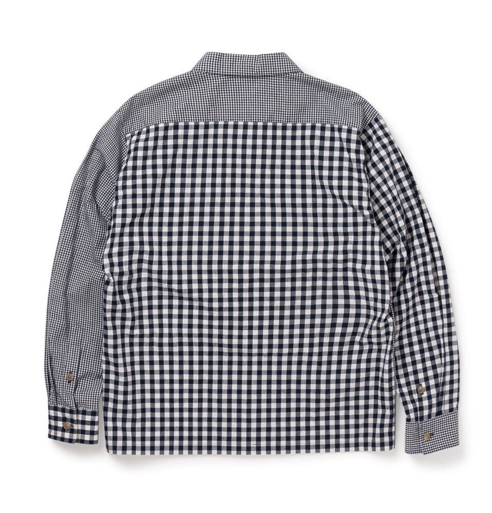 SON OF THE CHEESE / Check Panel Shirt ( NAVY )