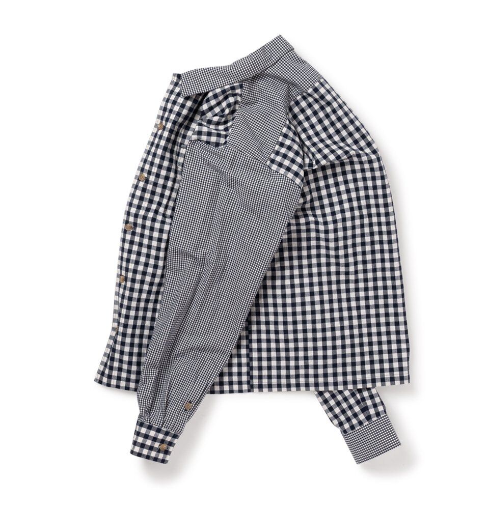 SON OF THE CHEESE / Check Panel Shirt ( NAVY )