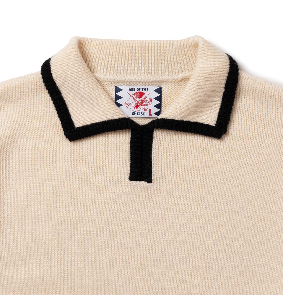 SON OF THE CHEESE / Line Polo Knit ( WHITE ) |
