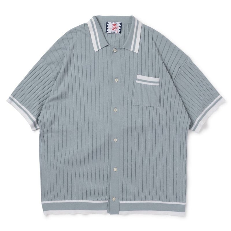 SON OF THE CHEESE / Border Rib Knit Shirt ( BLU