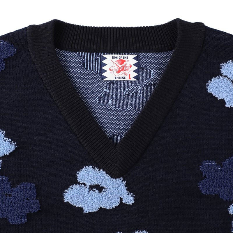 SON OF THE CHEESE / Flower Pattern Knit Vest (