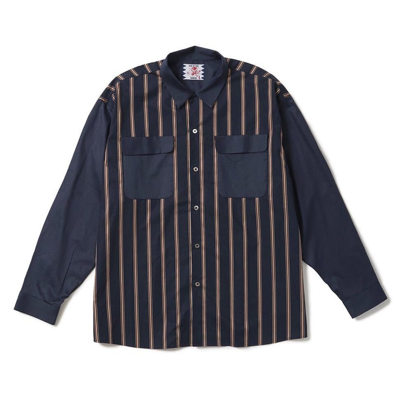 SON OF THE CHEESE / Stripe Cleric Shirt ( NAVY  