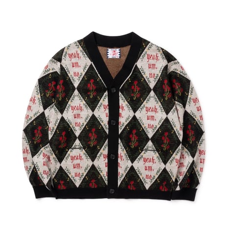 SON OF THE CHEESE / "Yeah um no" Knit Cardigan ( BLACK )