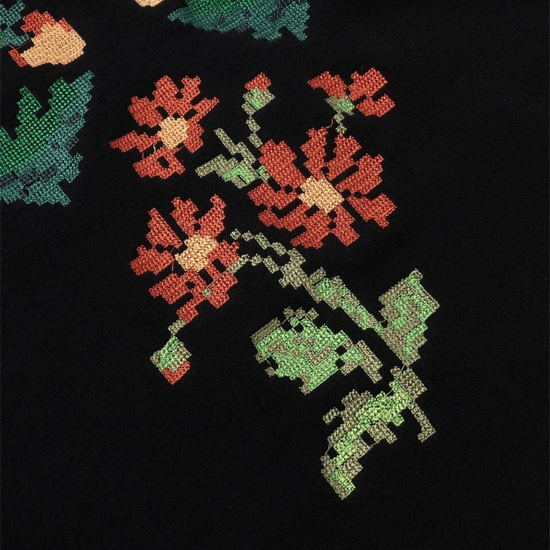 SON OF THE CHEESE / Flower cross stitch Hoodie