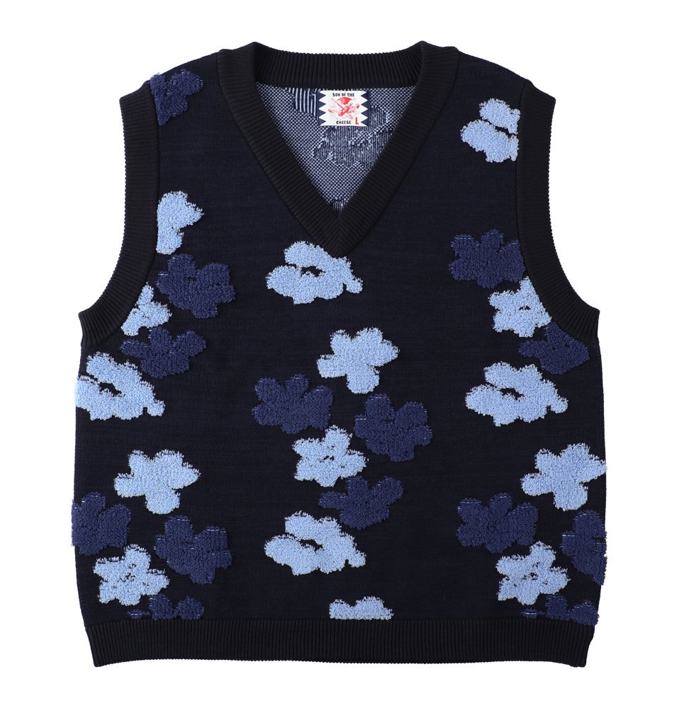 SON OF THE CHEESE / Flower Pattern Knit Vest ( SON OF THE CHEESE / Flower Pattern Knit Vest (