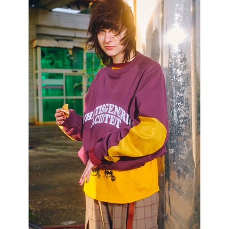 Black Weirdos / Elbow Patch Crewneck Sweatshirt  ( BURGUNDY )
