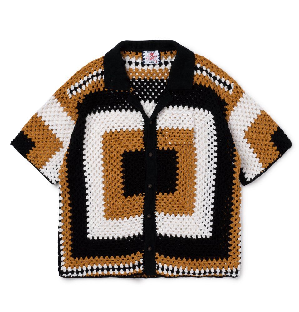 SON OF THE CHEESE / Big Flower Knit Shirt ( ORA...