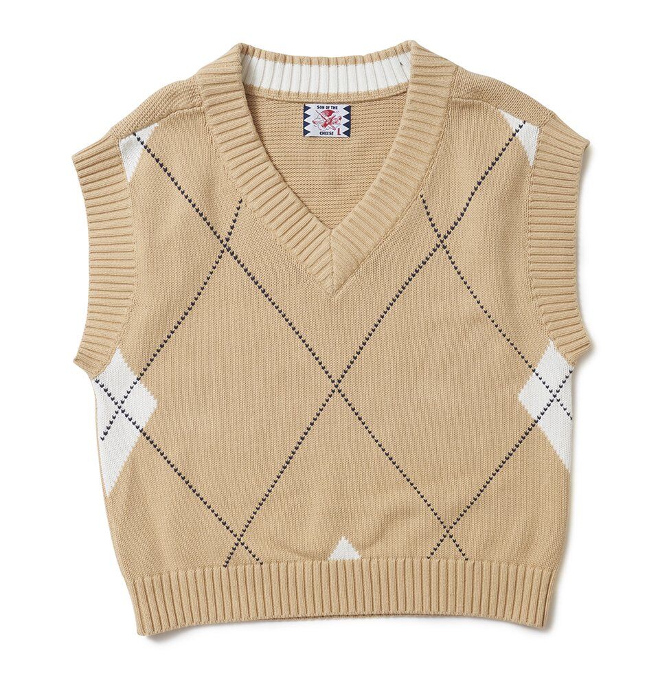 SON OF THE CHEESE / Argyle Vest ( BEIGE ) | Gra...