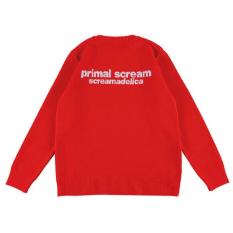 Primal Scream "screamadelica" KNIT GANG COUNCIL CREWNECK SWEATER (RED)