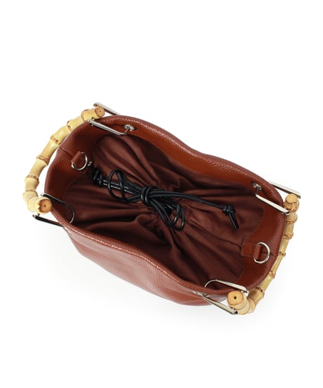 【B-25042】BEAURE カウレザー バンブー ハンドル バケット BAG