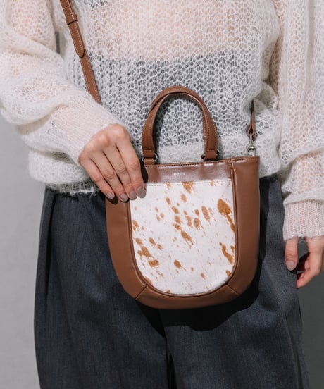 【B-25346】BEAURE Calf Hair Combination Pocket トート Bag