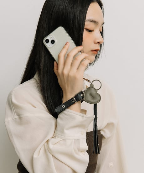 【B-26108】BEAURE ハート レザー ストラップ チャーム