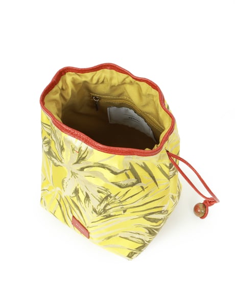 【B-25058】BEAURE ボタニカル ジャガード ドローストリング BAG