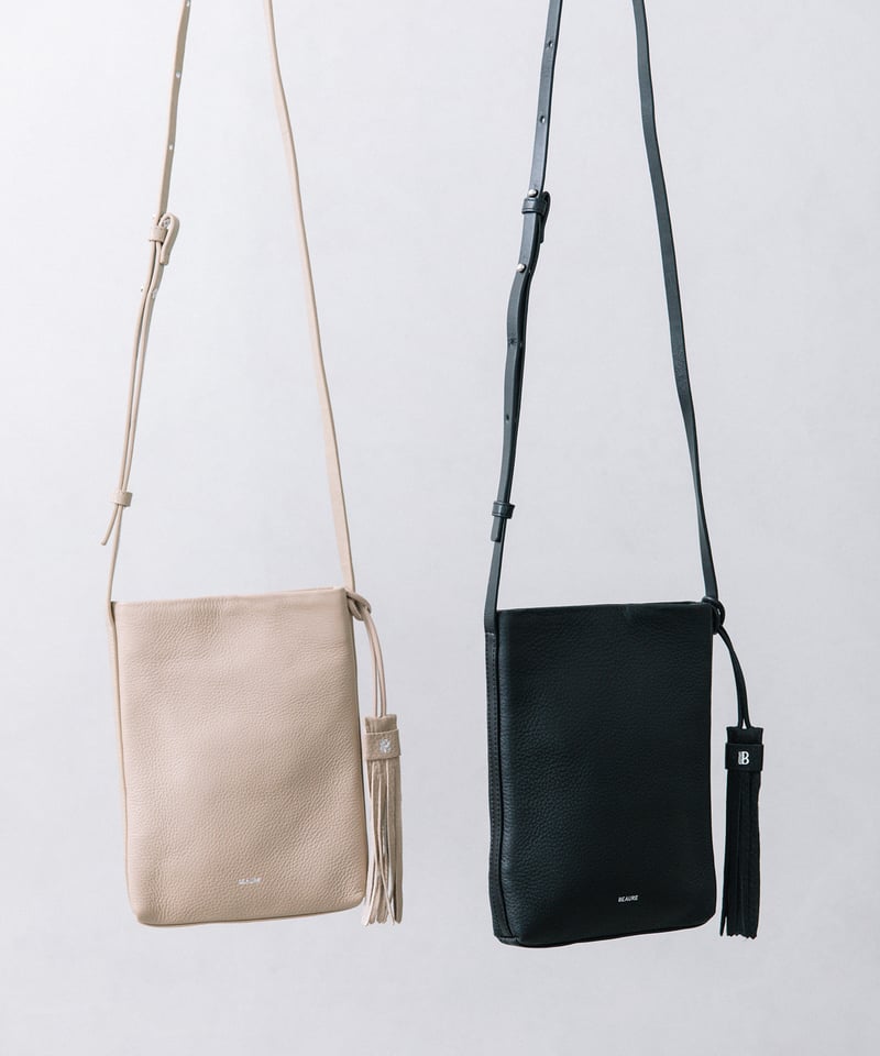 B-23416】BEAURE カウレザー 薄マチシンプルショルダー | BEAURE OFF 