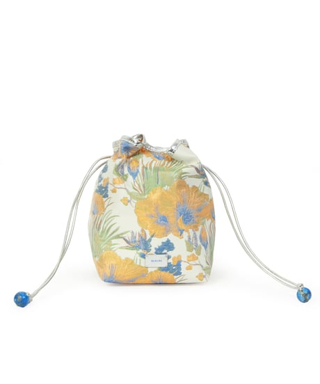 【B-25058】BEAURE ボタニカル ジャガード ドローストリング BAG