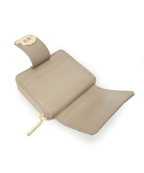 【B-25034】BEAURE カウレザー メタルモチーフ 二つ折り財布