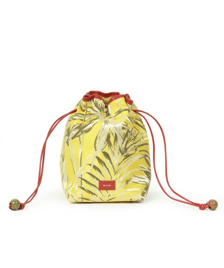 【B-25058】BEAURE ボタニカル ジャガード ドローストリング BAG