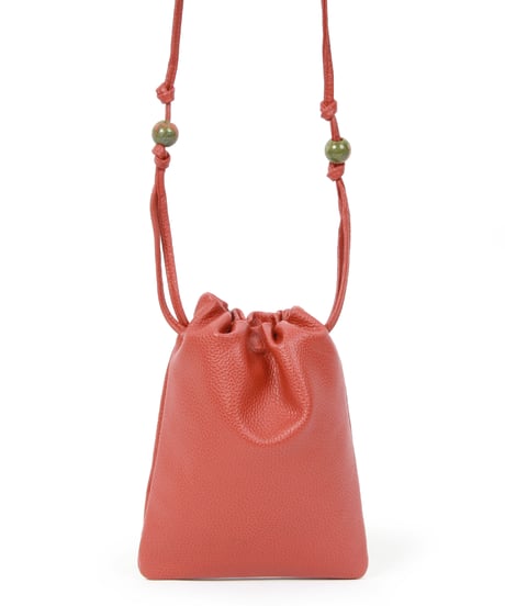 【B-25038】BEAURE カウレザー ナチュラスストーン ドローストリング BAG