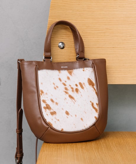【B-25346】BEAURE Calf Hair Combination Pocket トート Bag