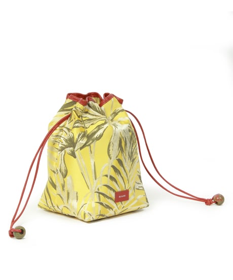 【B-25058】BEAURE ボタニカル ジャガード ドローストリング BAG