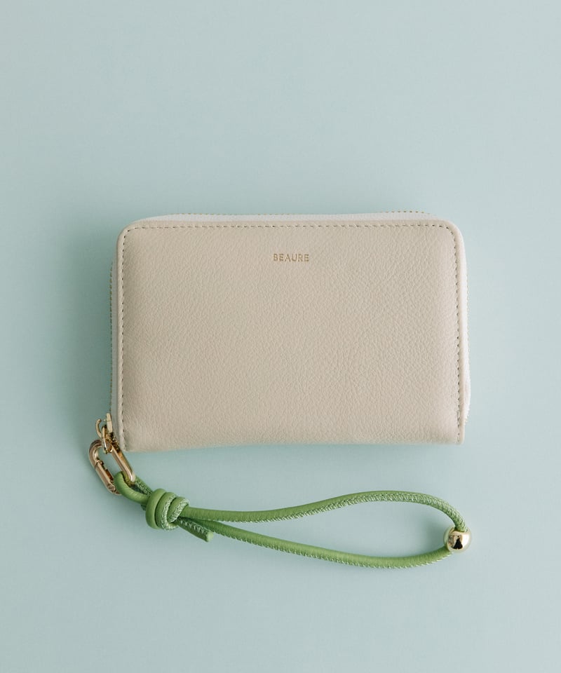 「最終値下」BEAUREピンクベージュ カウレザー 財布 ハンドストラップ 最終値下」BEAUREピンクベージュ カウレザー 財布 ハンド