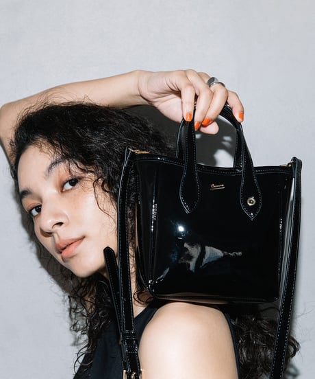 【B-25068】BEAURE エナメル 2WAY ミニ トート