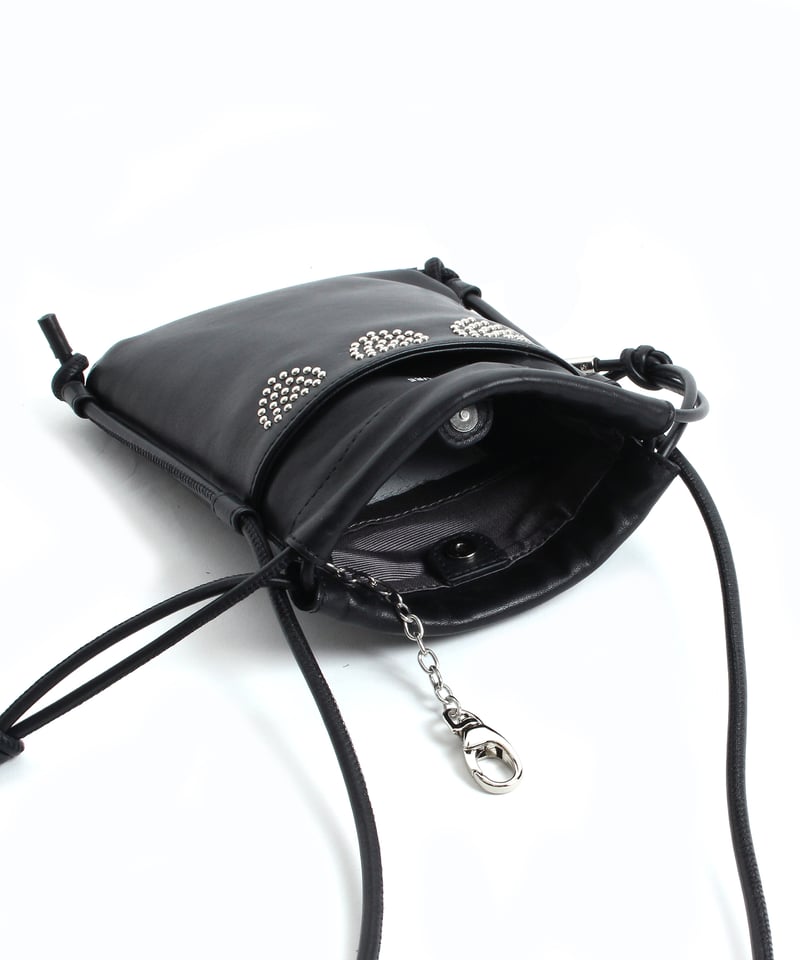 B-24029】BEAURE カウレザー ハートスタッズ巾着スマホショルダー