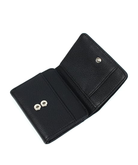 【B-23514】BEAURE カウレザー 黒ネコ刺繍 三つ折財布