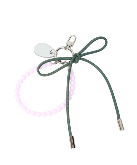 【B-25302】BEAURE Leather Ribbon Pearl チャーム