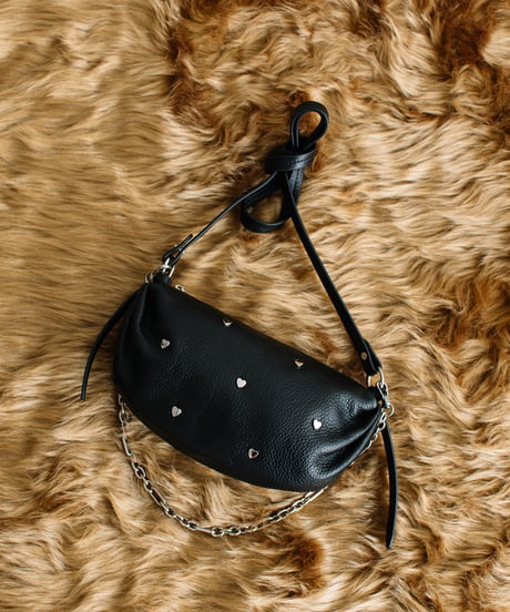 【B-23531】BEAURE　カウレザー　ハートスタッズ2WAYショルダーバッグ