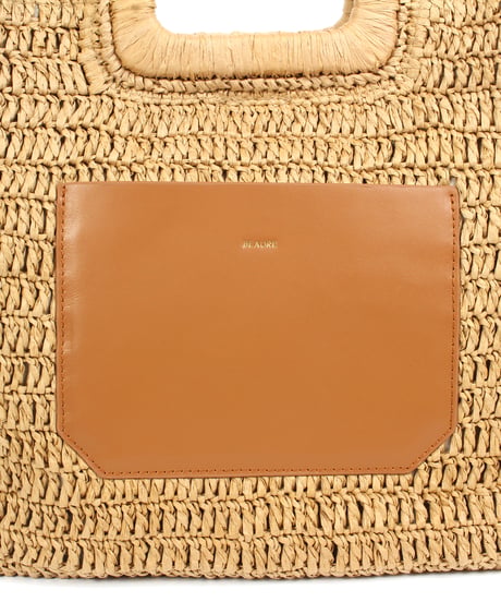 【B-24059】BEAURE カウレザー ウッドハンドルペーパー編みA4トート