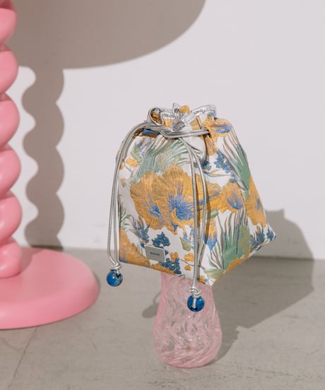 【B-25058】BEAURE ボタニカル ジャガード ドローストリング BAG