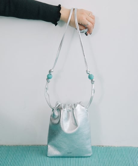 【B-25038】BEAURE カウレザー ナチュラスストーン ドローストリング BAG