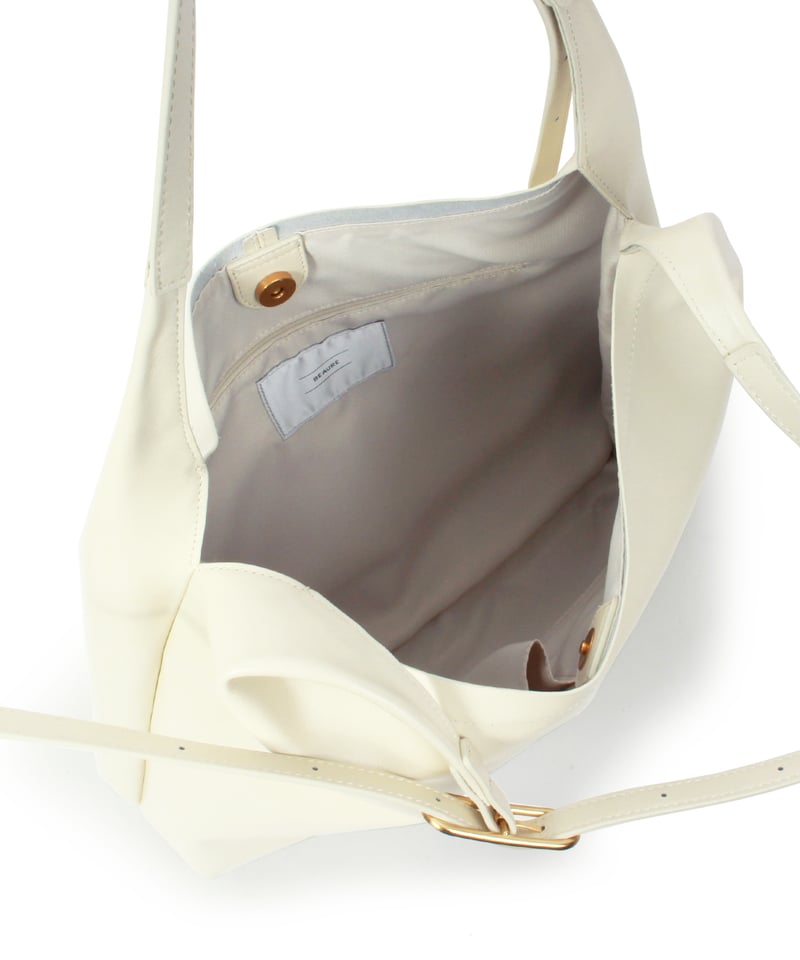 Beaure / トライアングルトート/トートバッグ/レザー/WHT/B25037S B-25037】BEAURE カウレザー BIG トライアングル トート | BEAURE