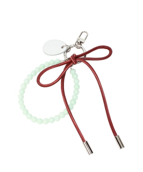 【B-25302】BEAURE Leather Ribbon Pearl チャーム