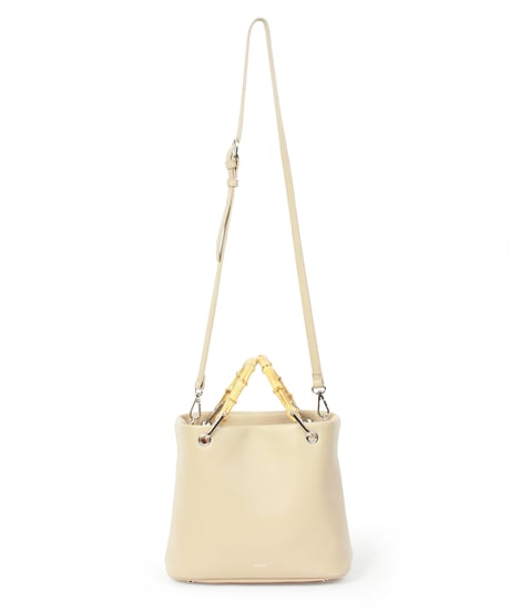 【B-25042】BEAURE カウレザー バンブー ハンドル バケット BAG