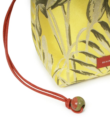 【B-25058】BEAURE ボタニカル ジャガード ドローストリング BAG