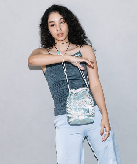 【B-25058】BEAURE ボタニカル ジャガード ドローストリング BAG