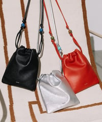 【B-25038】BEAURE カウレザー ナチュラスストーン ドローストリング BAG